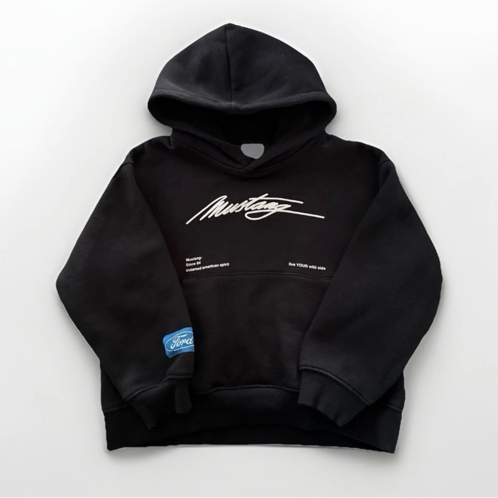 Zara Kids Ford Mustang Black Hoodie Size 6-7